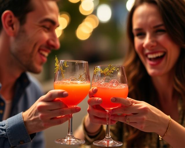 Lachende familie die proost met mocktails in een privélounge